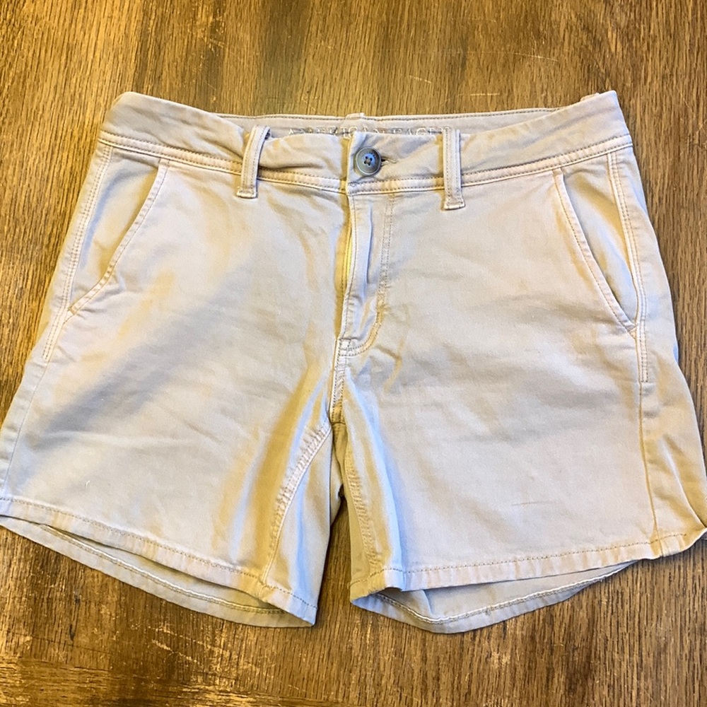 American Eagle Khaki Tan Midi Shorts